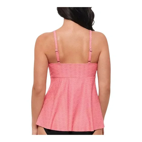Swim‎ Solutions Womens Textured Underwire Tankini Top Guava Size 8 - Picture 3 of 3